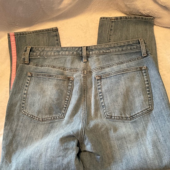 Talbots Modern Ankle Jean Pink White Side Detail Sz 12 - Picture 5 of 6